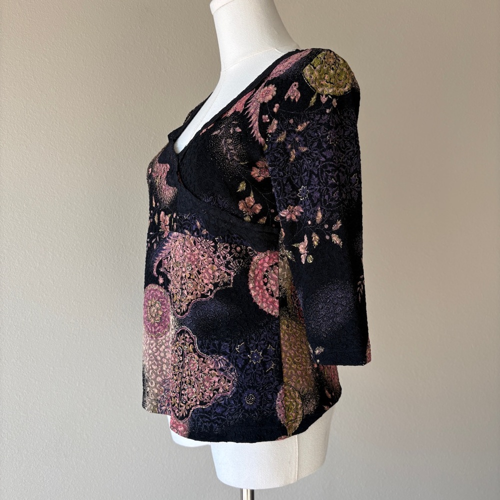 vintage y2k west end floral v-neck blouse - Picture 3 of 6